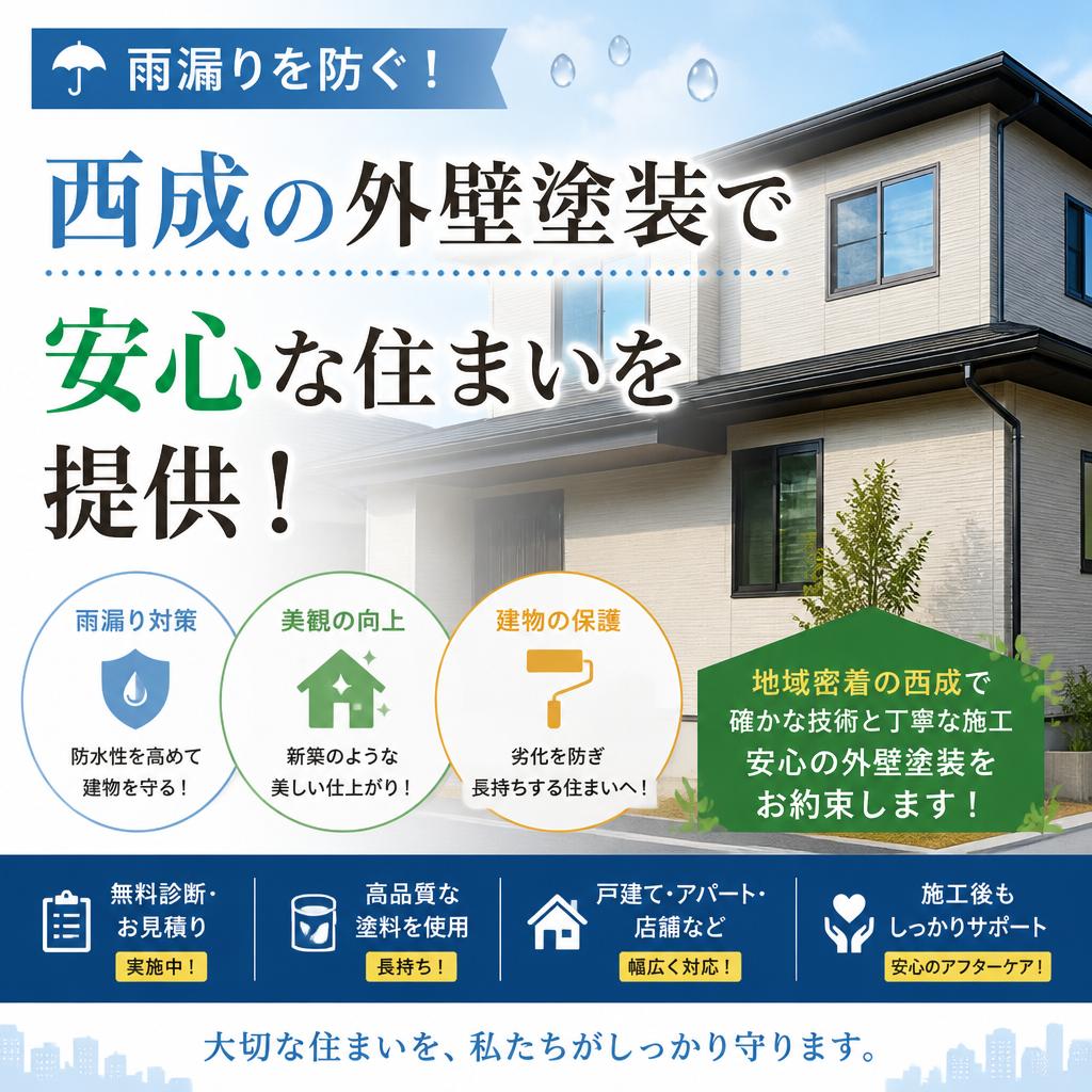 雨漏りを防ぐ！西成の外壁塗装で安心な住まいを提供！