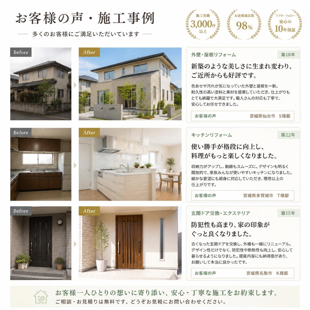 お客様の声と施工実績
